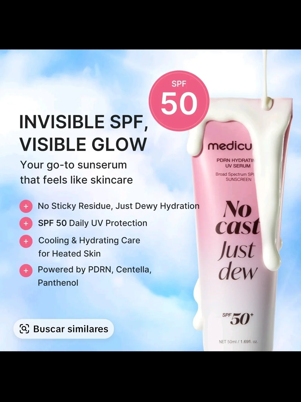 Medicube No Cast Just Dew Hydrating SPF 50+ UV Serum - Pink